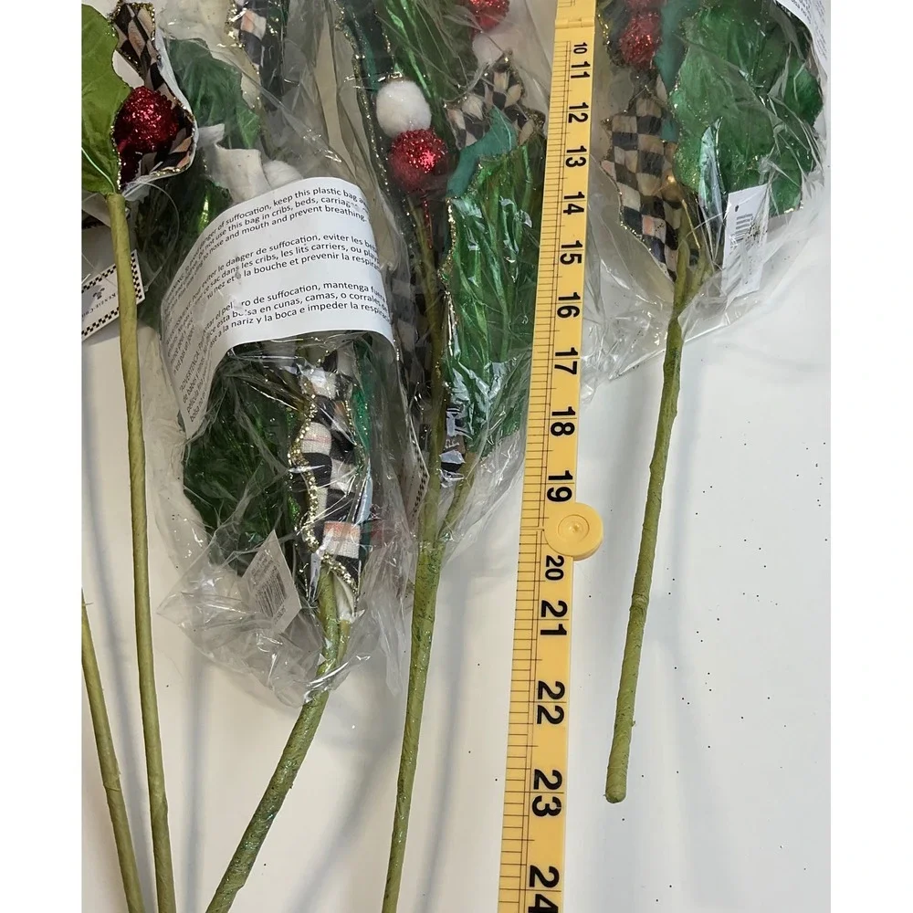 MacKenzie-Childs Christmas Holly Pick Nostalgia Spray Courtly Check 5pc Set NEW